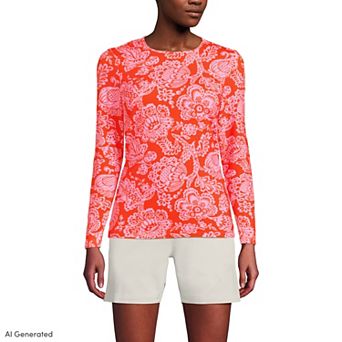 Women's Tall Lands' End Long Sleeve Crewneck Garden Rashguard
