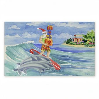 Stupell Home Decor Surfing Santa & Dolphins Doormat