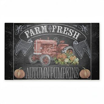 Stupell Home Decor Autumn Tractor Chalkboard Pumpkins Doormat