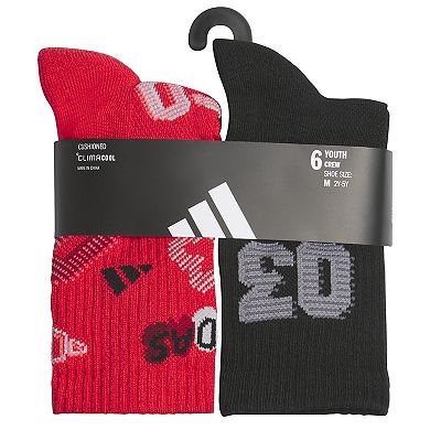 Boys adidas Cushioned 6-Pack Crew Socks