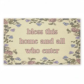Stupell Home Decor Bless This Home Florals Doormat