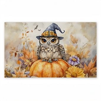 Stupell Home Decor Owl Perched on Pumpkin Doormat