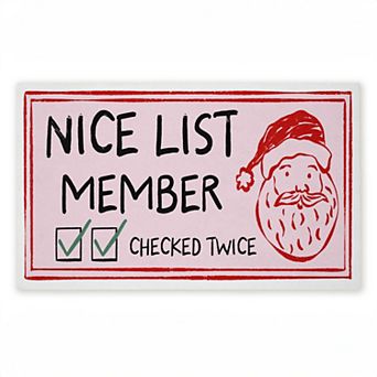 Stupell Home Decor Pink Nice List Ticket Doormat