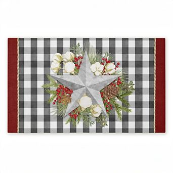 Stupell Home Decor Gingham & Floral Star Shape Doormat