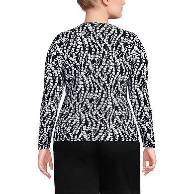 Plus Size Lands' End Long Sleeve Crewneck Garden Top