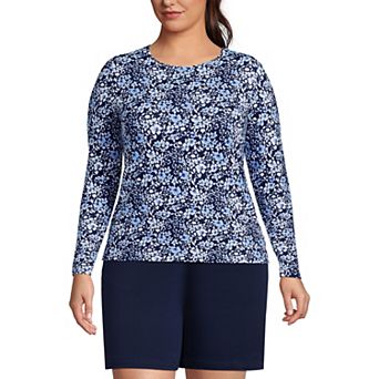 Plus Size Lands' End Long Sleeve Crewneck Garden Top
