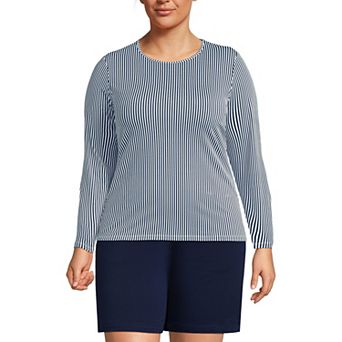Plus Size Lands' End Long Sleeve Crewneck Garden Top