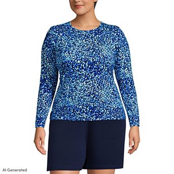 Plus Size Lands' End Long Sleeve Crewneck Garden Top