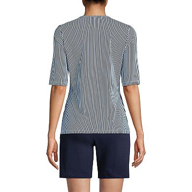 Women's Tall Lands' End Elbow Sleeve Crewneck Garden Top