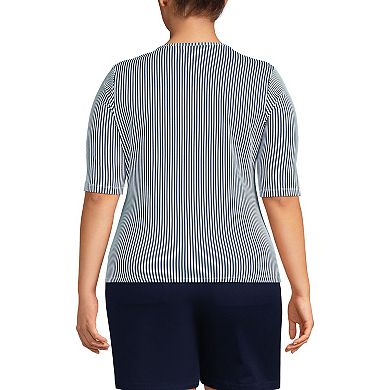 Women's Plus Lands' End Elbow Sleeve Crewneck Garden Tee in Plus Size