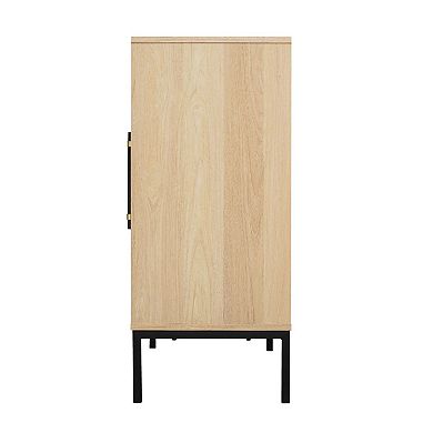 Hopper Studio Wooden 2-Door Accent Cabinet with Rattan Doors