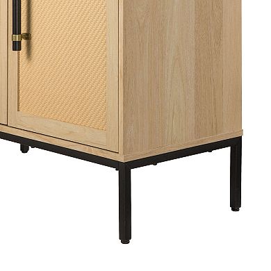 Hopper Studio Wooden 2-Door Accent Cabinet with Rattan Doors