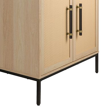 Hopper Studio Wooden 2-Door Accent Cabinet with Rattan Doors