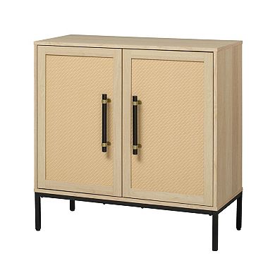 Hopper Studio Wooden 2-Door Accent Cabinet with Rattan Doors