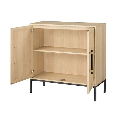 Hopper Studio Wooden 2-Door Accent Cabinet with Rattan Doors