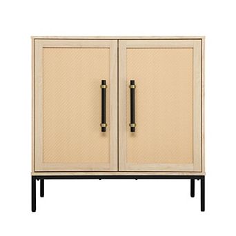 Hopper Studio Wooden 2-Door Accent Cabinet with Rattan Doors