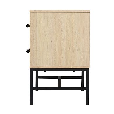 Hopper Studio 2-Drawer Nightstand with Rattan Panels