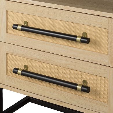 Hopper Studio 2-Drawer Nightstand with Rattan Panels