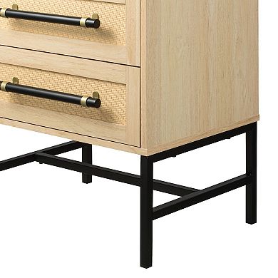 Hopper Studio 2-Drawer Nightstand with Rattan Panels
