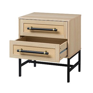 Hopper Studio 2-Drawer Nightstand with Rattan Panels