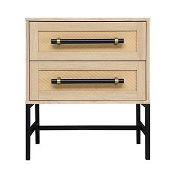 Hopper Studio 2-Drawer Nightstand with Rattan Panels