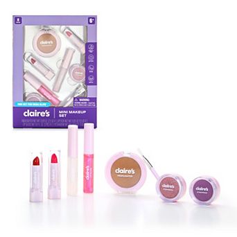 Claire's Mini 7 pc Makeup Set with Lip Gloss, Lipstick, Eyeshadow & Highlighter