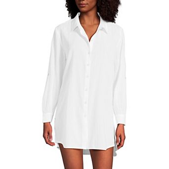 Petite Lands' End Button-Up Shirt Cover-Up Dress