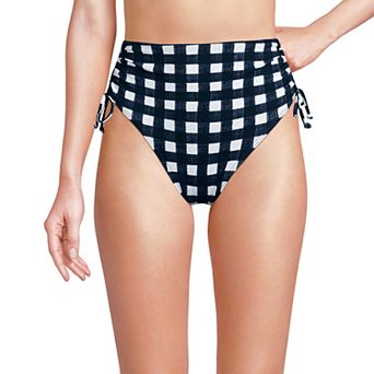 Women's Lands' End Pique High-Waisted Adjustable Swim Bottoms