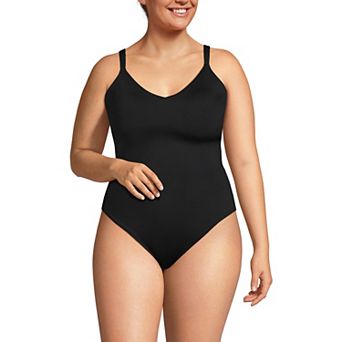 Plus Size Lands' End V-Neck High Leg Strappy Back One Piece Swimsuit