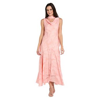 Women's R&M Richards Floral Jacquard Chiffon Cowlneck Scarf Dress