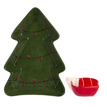 Retroware by Home Essentials Christmas Tree Chip & Dip Bowl Set