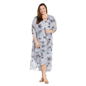 Plus Size R&M Richards Floral High-Low Jacket Dress