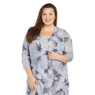 Plus Size R&M Richards Floral High-Low Jacket Dress
