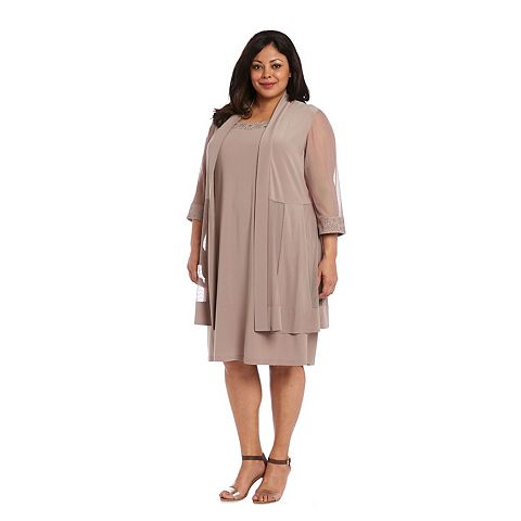 Женские платья R&M Plus Size R&M Richards 2 pc Mesh Panel Jacket & Shift Dress