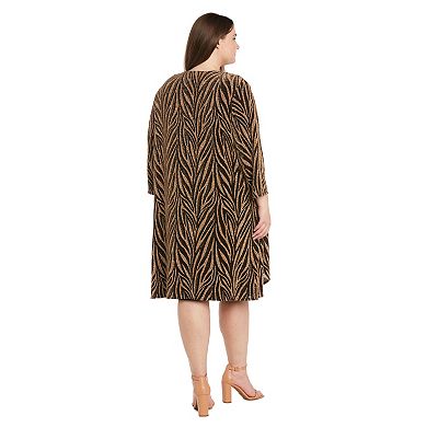 Plus Size R&M Richards Textured Jacquard Jacket & Knit Dress Set