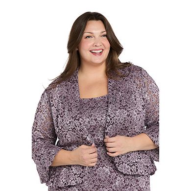 Plus Size R&M Richards Lace Column Dress & Scalloped Open-Front Jacket