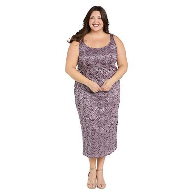 Plus Size R&M Richards Lace Column Dress & Scalloped Open-Front Jacket