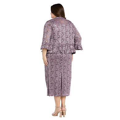 Plus Size R&M Richards Lace Column Dress & Scalloped Open-Front Jacket