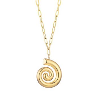 Adornia Tarnish Resistant 18k Gold Flash Plated Swirl Paperclip Pendant Necklace