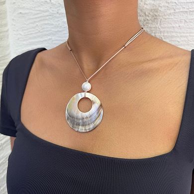 Adornia 14k Gold Flash Plated Adjustable Leather & Shell Necklace