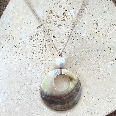 Adornia 14k Gold Flash Plated Adjustable Leather & Shell Necklace