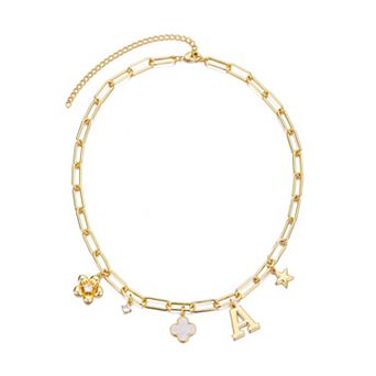 Adornia 14k Gold Flash Plated Initial Chunky Charm Necklace