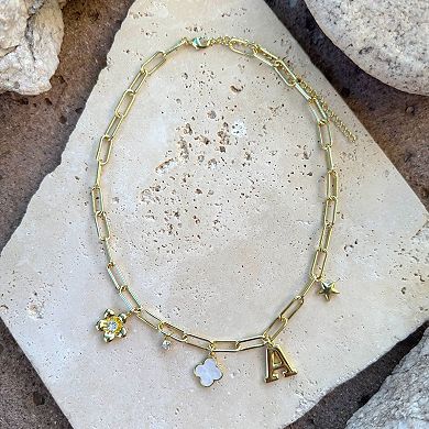 Adornia 14k Gold Flash Plated Initial Chunky Charm Necklace