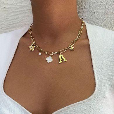 Adornia 14k Gold Flash Plated Initial Chunky Charm Necklace