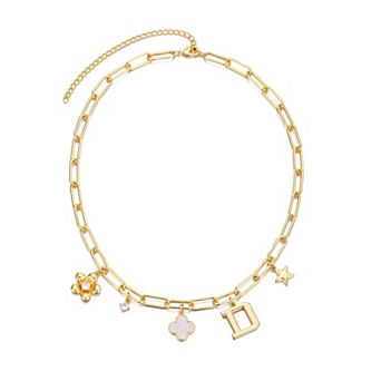 Adornia 14k Gold Flash Plated Initial Chunky Charm Necklace