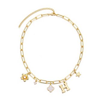 Adornia 14k Gold Flash Plated Initial Chunky Charm Necklace