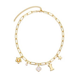 Adornia 14k Gold Flash Plated Initial Chunky Charm Necklace