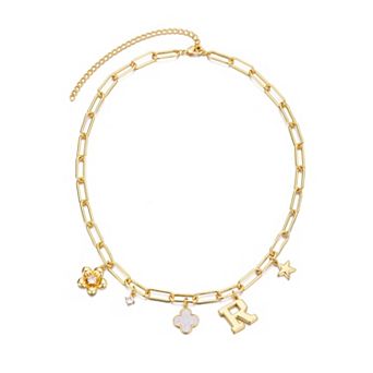 Adornia 14k Gold Flash Plated Initial Chunky Charm Necklace