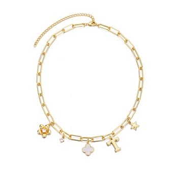 Adornia 14k Gold Flash Plated Initial Chunky Charm Necklace