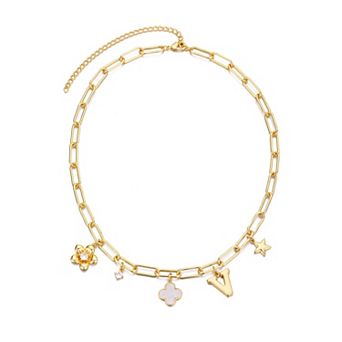 Adornia 14k Gold Flash Plated Initial Chunky Charm Necklace
